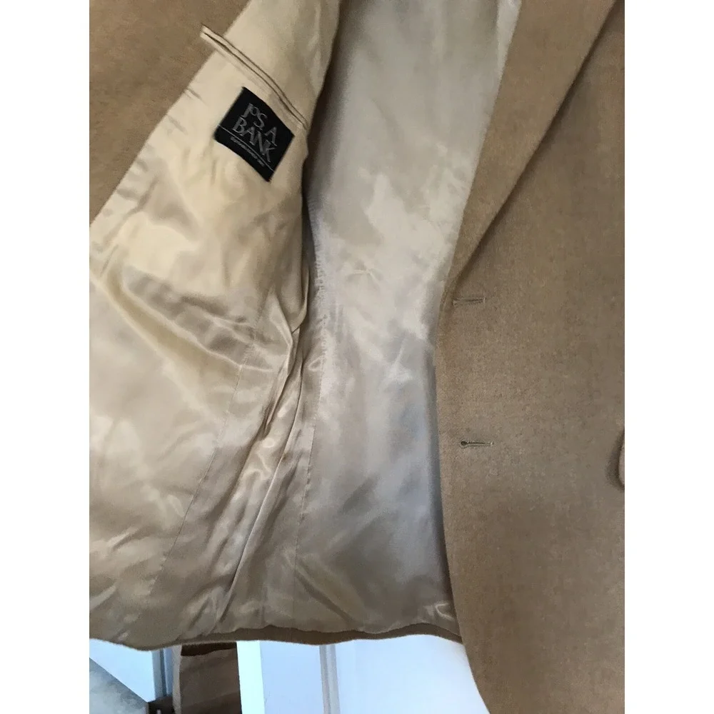Mens Tan Camel Hair Blazer Jos A Bank Sports Coat Jacket Size 44S